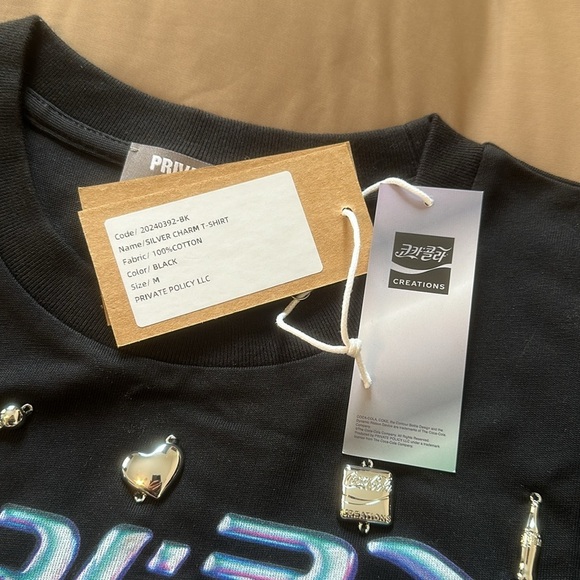 PRIVATE POLICY x Coca-Cola Silver Charm T-Shirt - Size Medium -NEW WITH TAGS NWT - Picture 8 of 9